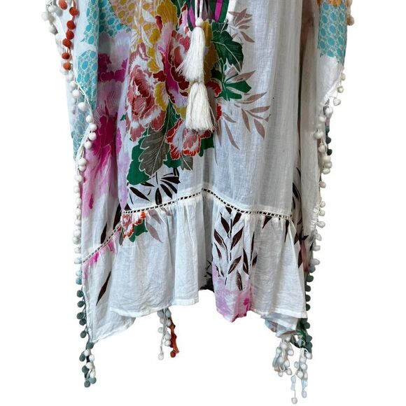 Z&L Floral Pom Pom Kimono Cotton Cover Up - Picture 3 of 8